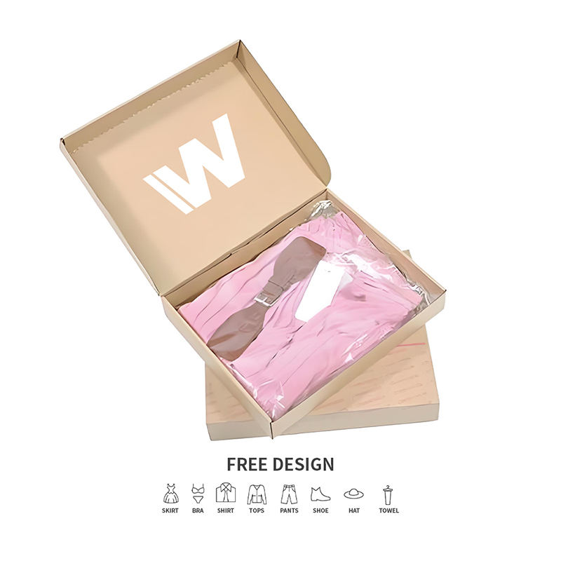 Kotak Kemasan Pakaian Bergelombang Sederhana Berwarna Coklat