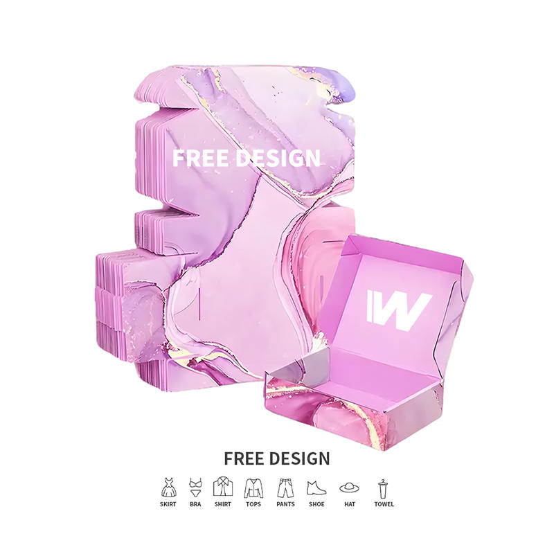 Kotak Kemasan Pakaian Bergelombang Marmer Ungu