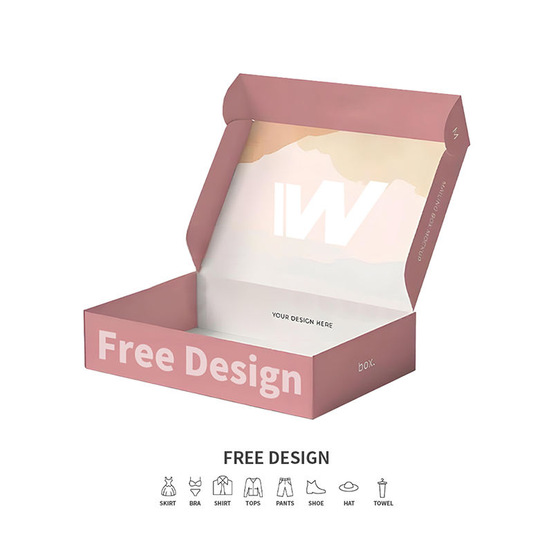 Kotak Kemasan Pakaian Bergelombang Merah Muda Lembut