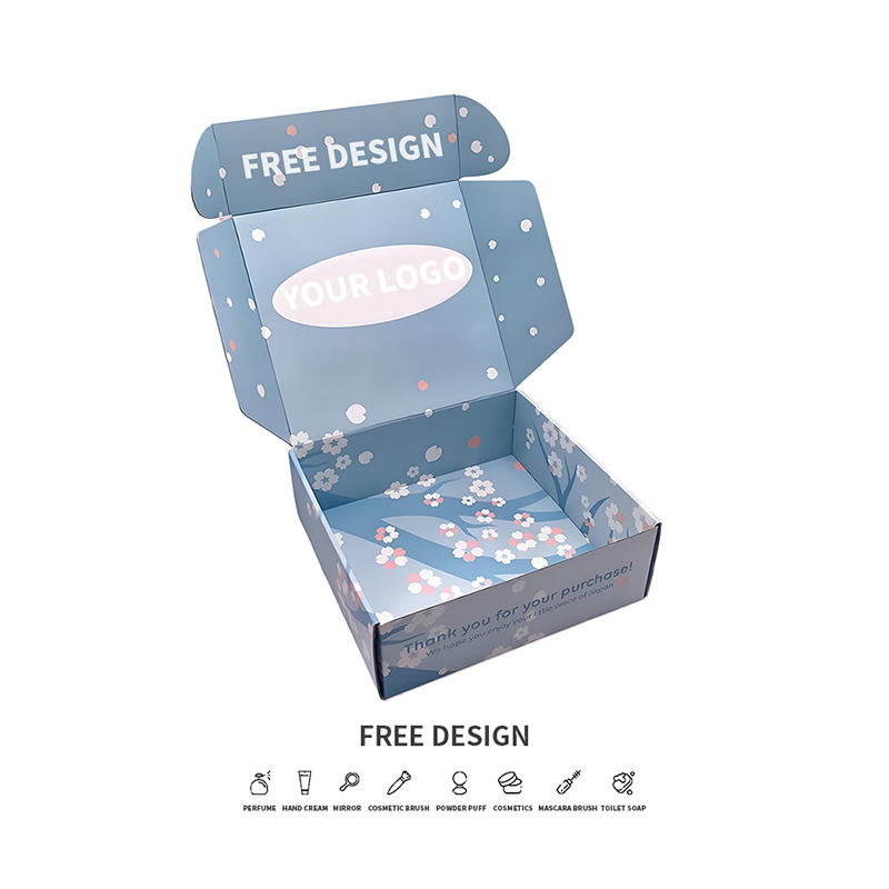 Kotak Kemasan Kosmetik Bergelombang Kelopak Latar Belakang Biru