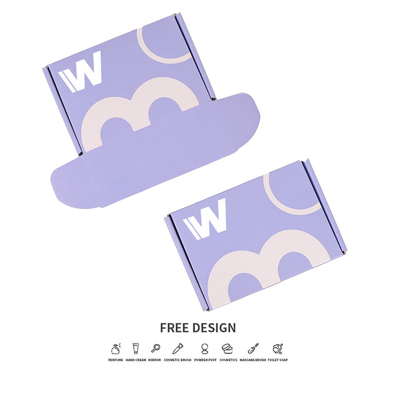 Kotak Kemasan Kosmetik Bergelombang Ungu Lavender