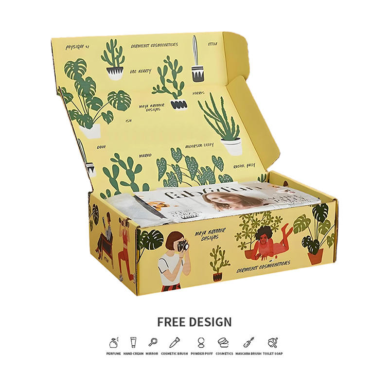 Kotak Kemasan Kosmetik Bergelombang Tanaman Pot yang Lucu