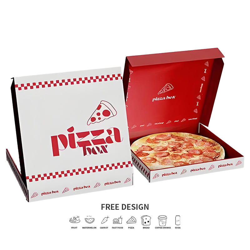 Kemasan Pizza Takeaway Warna Kontras Bergelombang